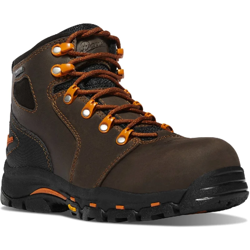 Danner Women's Vicious 4"" Plain Toe WP Slip Resist Work Boot -Brown- 13883