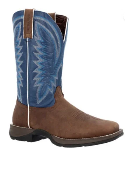 DURANGO MENS SADDLE BROWN DENIM BLUE WESTERN BOOT STYLE DDB0429