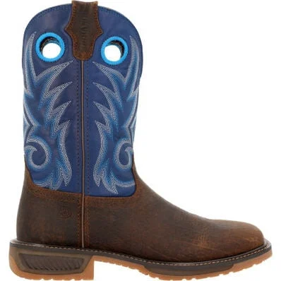 Durango Men's Workhorse 11"" Worn Saddle Western Boot -Denim Blue- DDB0400