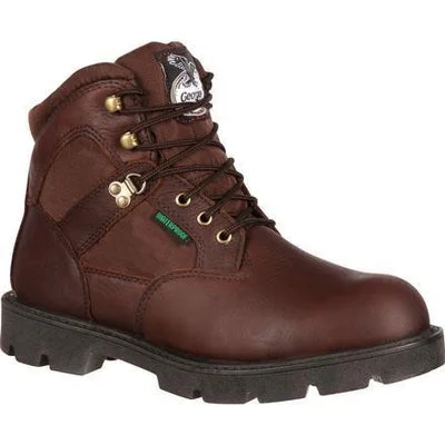 Georgia Boot Work Mens 6"" Homeland Waterproof Leather Brown G106