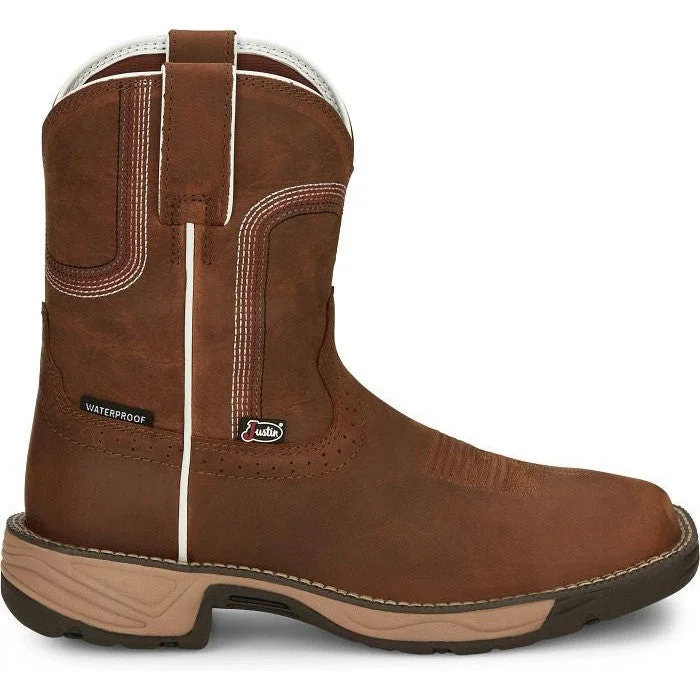 Justin Women's Rush 8"" Waterproof Western Work Boot -Brown- SE4359