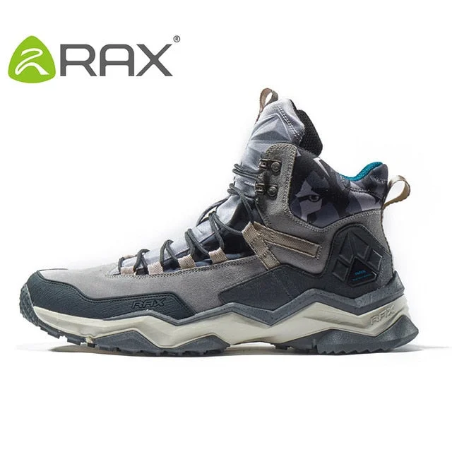 RAX Men Hiking Shoes Mid-top Waterproof Outdoor Sneaker Men Leather Trekking Boots Trail Camping Climbing Hunting Sneakers Women