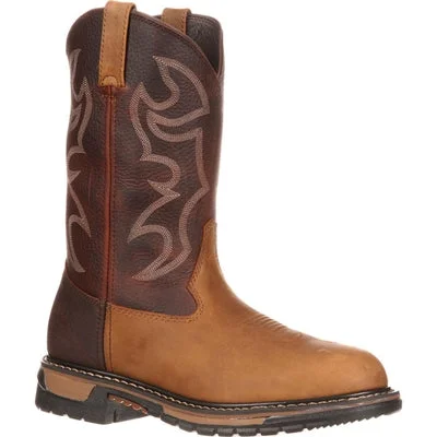 Rocky 6732 Branson Roper Steel Toe Men Round Toe Leather Brown Work Boot