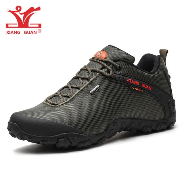 XIANG GUAN Men Hiking Shoes Women Trekking Boots Black Green Breathable Sport Climbing Mountain Camping Outdoor Walking Sneakers