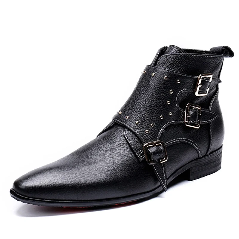 Men High Top Boots with Decoration Pointed