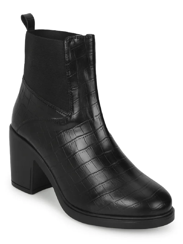 Black Croc PU Block Ankle Boots (TC-ST-BRUCE-BLKCROCPU)