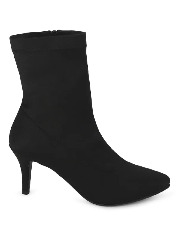 Black Lycra Stiletto Ankle Boots (TC-ST-1270-BLKLYC)