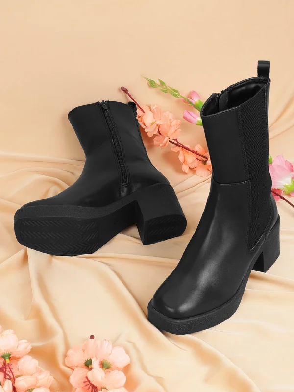 Black PU Block Ankle Boots (TC-ST-1260-BLK)