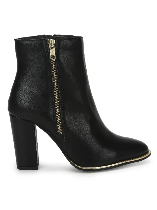 Black PU Zip Up Ankle Boots (TC-ST-1184-BLKPU)