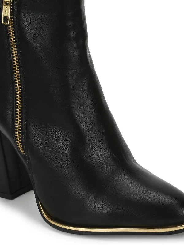 Black PU Zip Up Ankle Boots (TC-ST-1184-BLKPU)