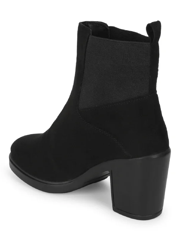 Black Suede Block Ankle Boots (TC-ST-BRUCE-BLKMIC)