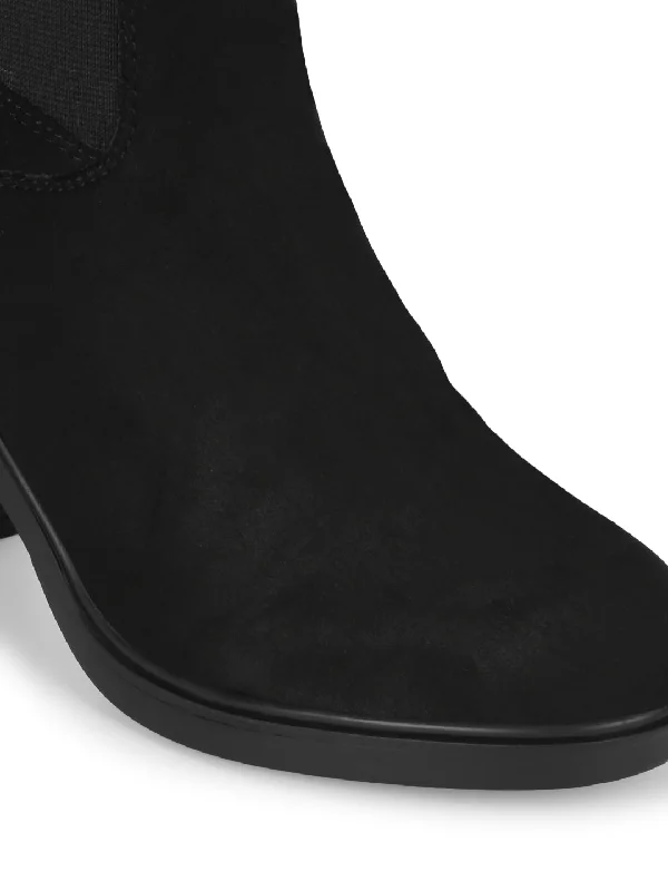 Black Suede Block Ankle Boots (TC-ST-BRUCE-BLKMIC)