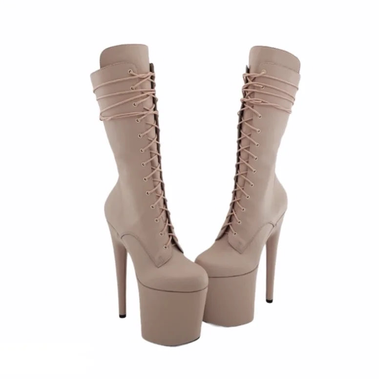 Powder pink genuine leather ankle - mid calf boots (more colors are available)