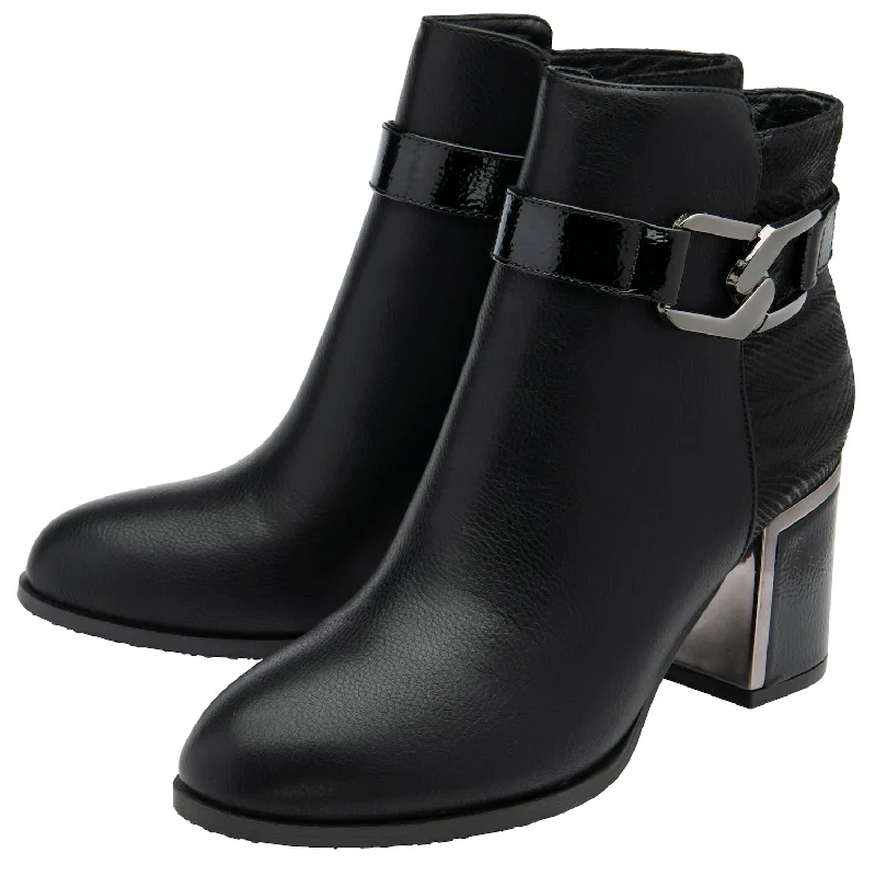 Lotus Adelaide Ladies Black Side Zip Ankle Boots