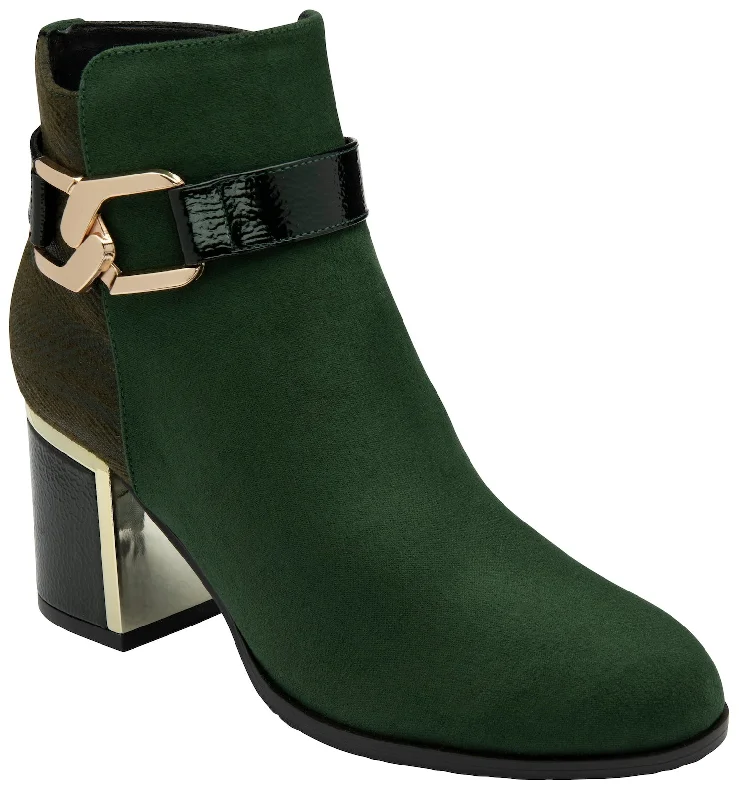 Lotus Adelaide Ladies Green Side Zip Ankle Boots