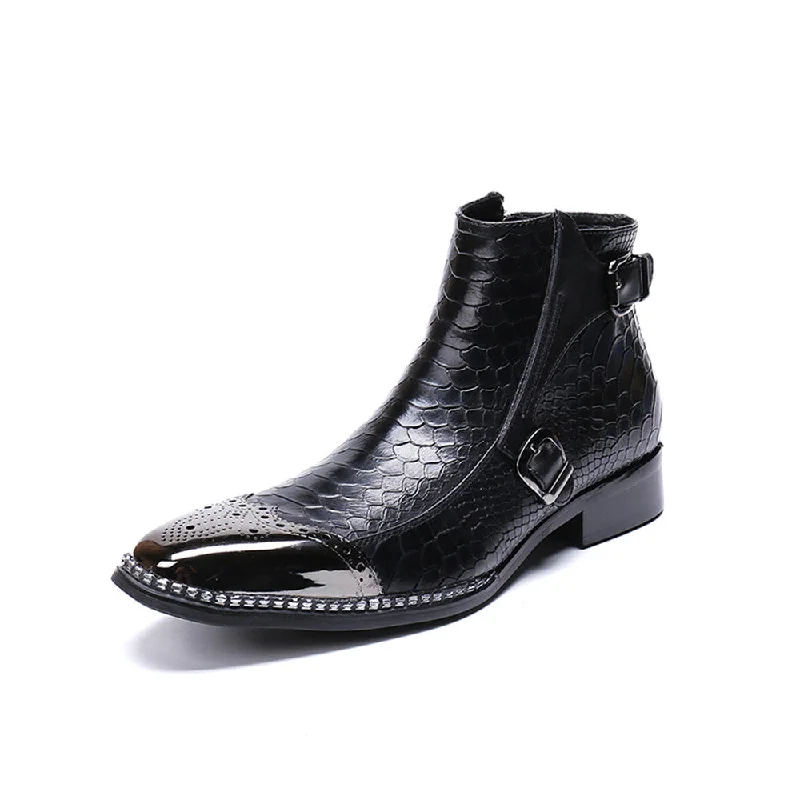 Men Animal Pattern Zip Boots