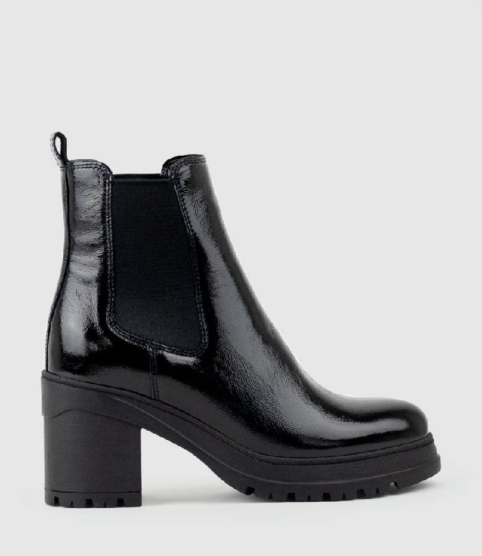 PAXTON Chukka Boot on Rubber Heel in Black Patent