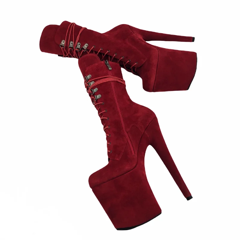 Red genuine suede ankle - mid calf boots(more colors are available)