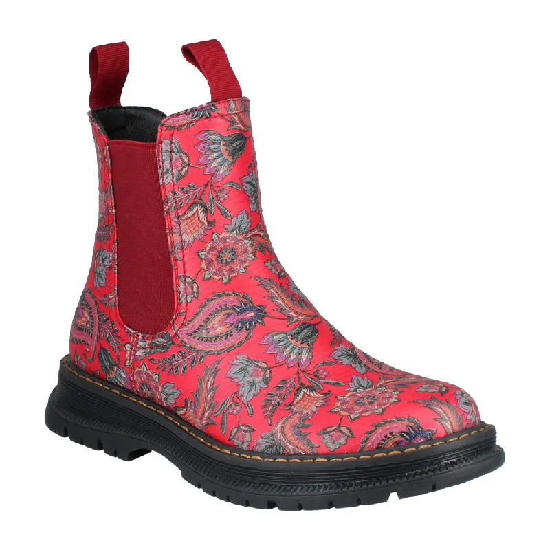 Westland 769525 Peyton 05 Ladies Red Print Vegan Side Zip Ankle Boots