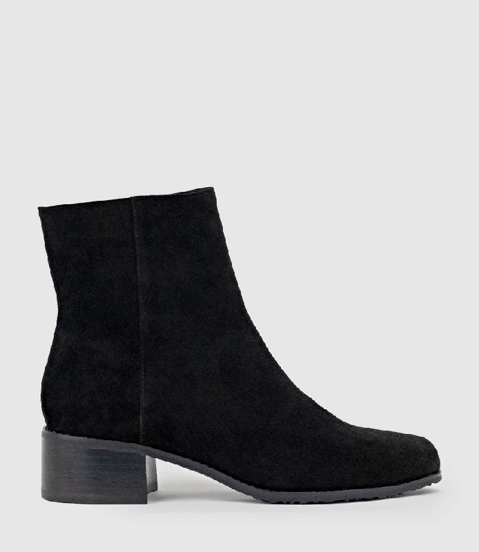 WESTON40 Ankle Boot with Zip in Black Suede