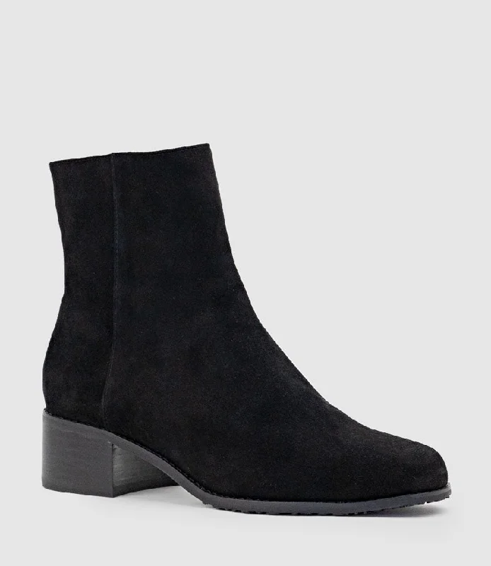 WESTON40 Ankle Boot with Zip in Black Suede