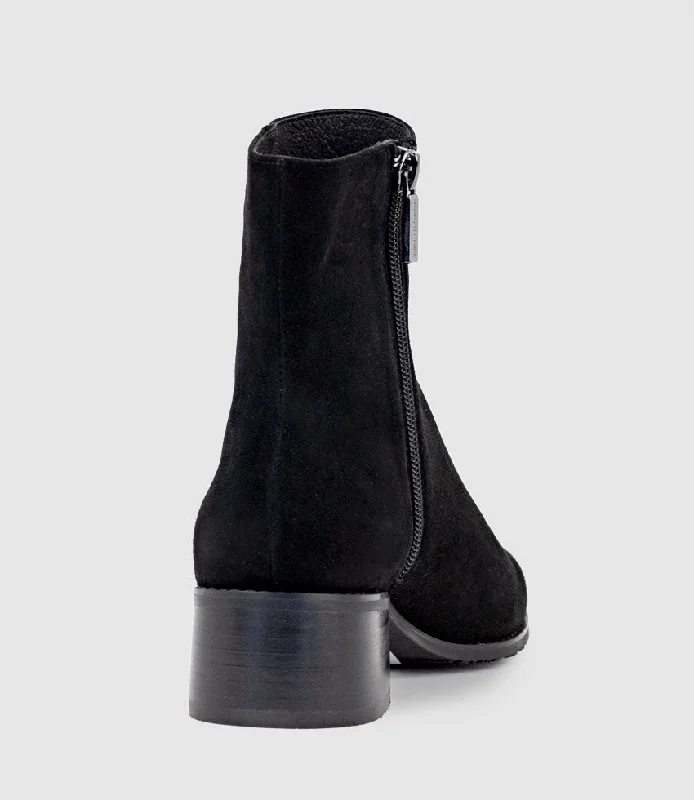 WESTON40 Ankle Boot with Zip in Black Suede