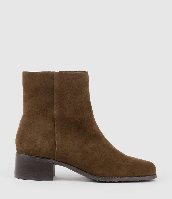 WESTON40 Ankle Boot with Zip in Brown Suede