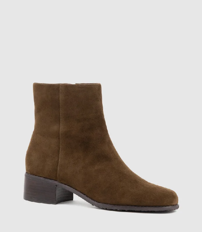 WESTON40 Ankle Boot with Zip in Brown Suede