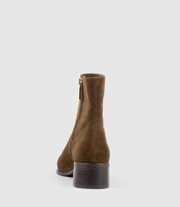 WESTON40 Ankle Boot with Zip in Brown Suede