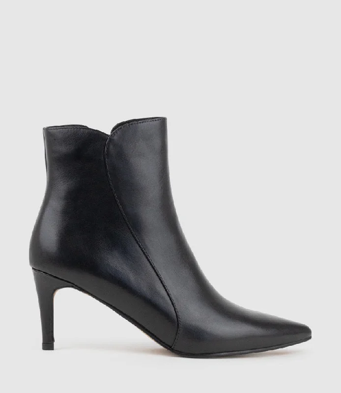 ZAID75 Pointed Ankle Boot in Black Calf