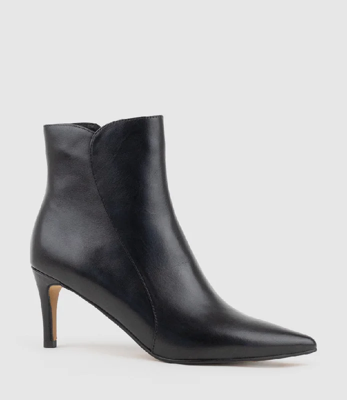 ZAID75 Pointed Ankle Boot in Black Calf