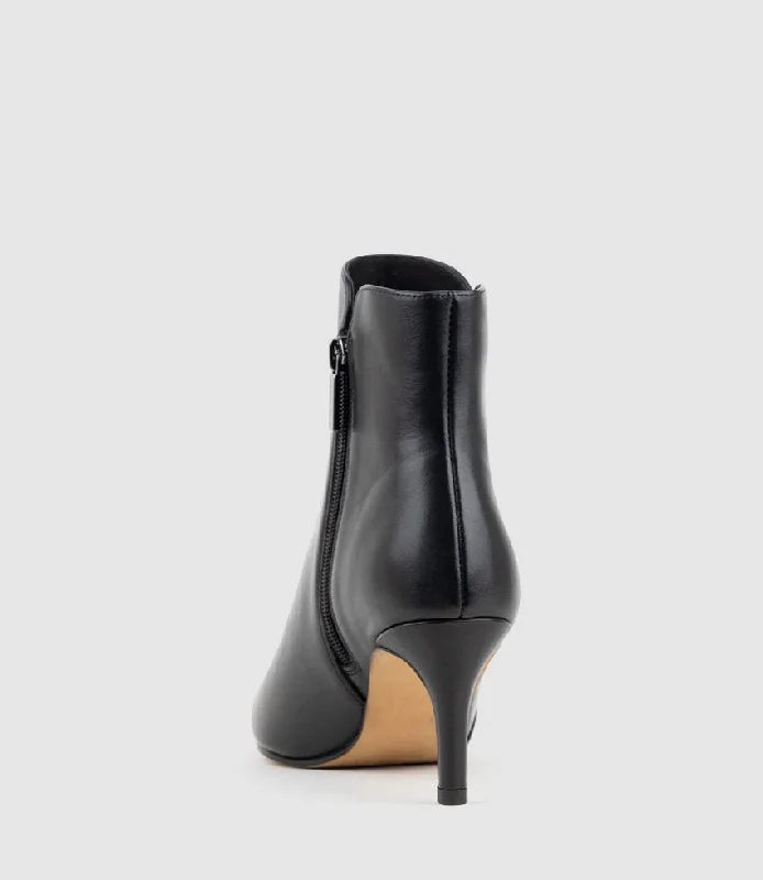 ZAID75 Pointed Ankle Boot in Black Calf