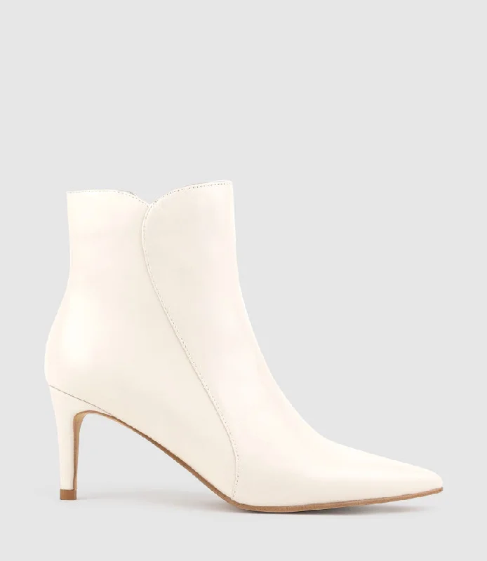 ZAID75 Pointed Ankle Boot in Offwhite Calf