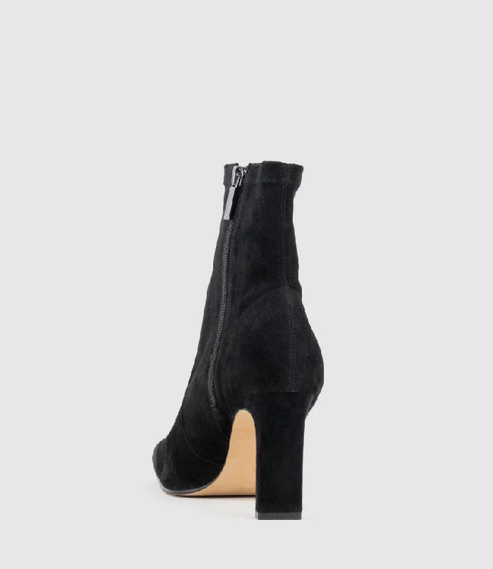 ZENAS85 Square Toe Ankle Boot in Black Suede