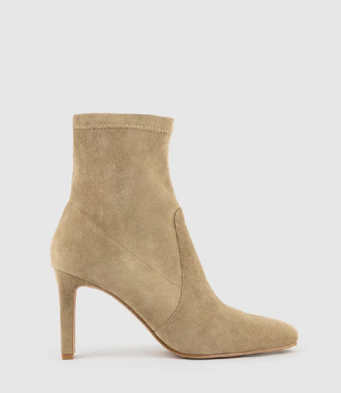 ZENAS85 Square Toe Ankle Boot in Camel Suede