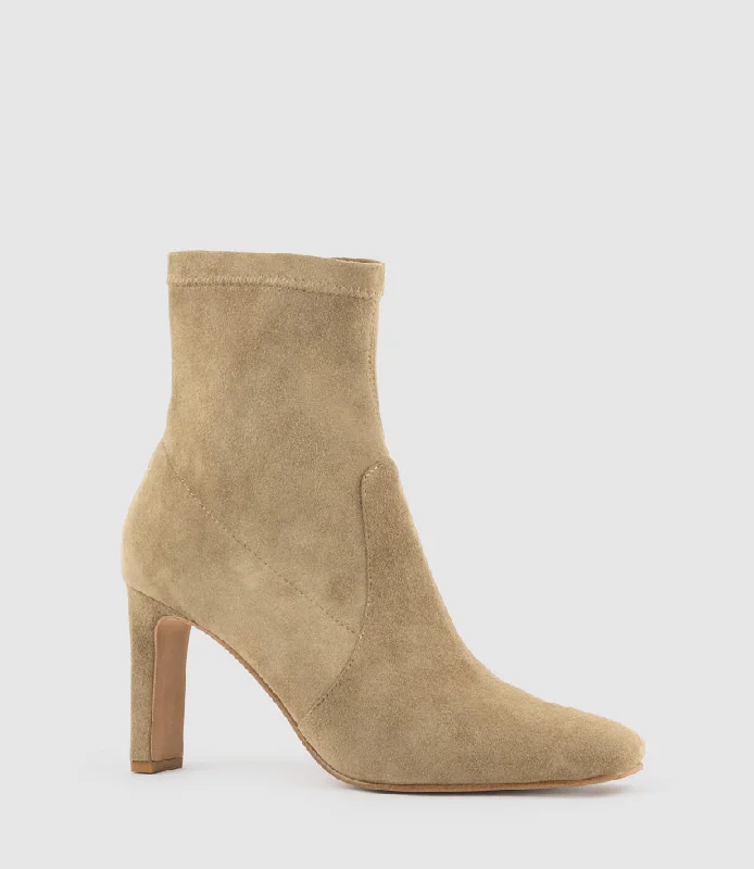 ZENAS85 Square Toe Ankle Boot in Camel Suede