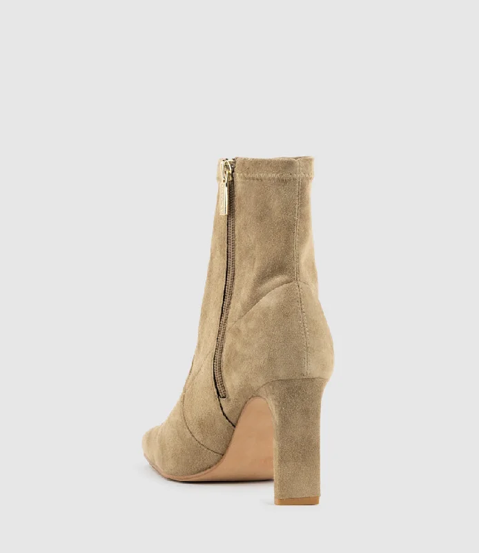 ZENAS85 Square Toe Ankle Boot in Camel Suede