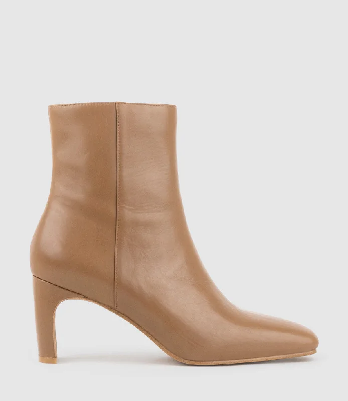 ZUNO70 Square Toe Ankle Boot in Tan Calf