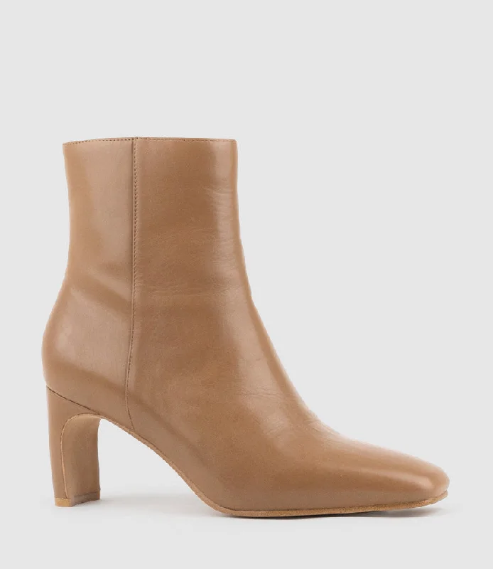 ZUNO70 Square Toe Ankle Boot in Tan Calf