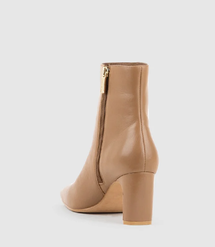 ZUNO70 Square Toe Ankle Boot in Tan Calf