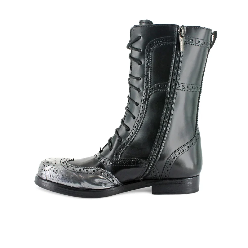 13341- Black With Pewter Leather Brogue