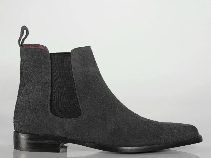 Bespoke Ankle High Black Chelsea Suede Boot