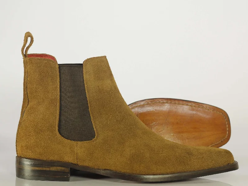 Bespoke Ankle High Brown Chelsea Suede Boot