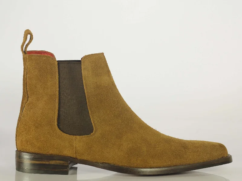 Bespoke Ankle High Brown Chelsea Suede Boot