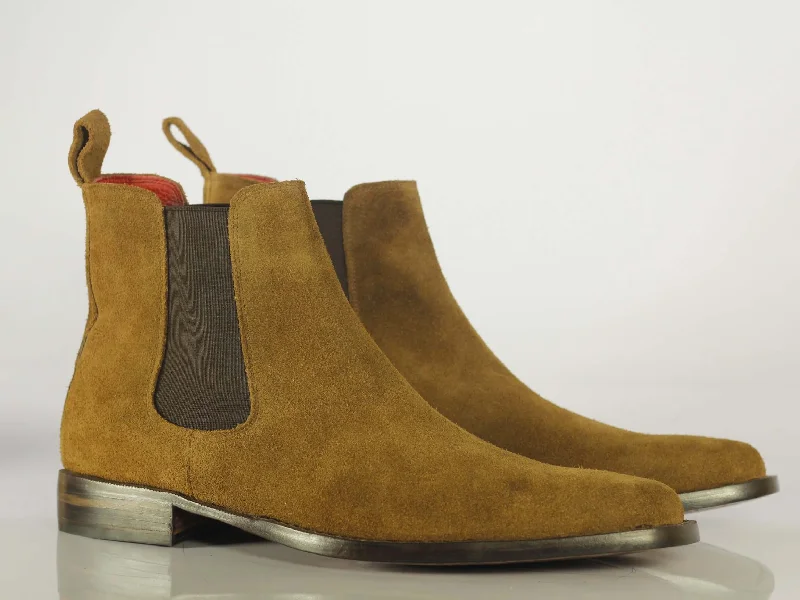 Bespoke Ankle High Brown Chelsea Suede Boot