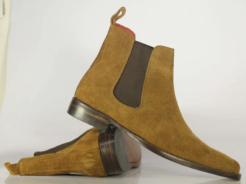 Bespoke Ankle High Brown Chelsea Suede Boot