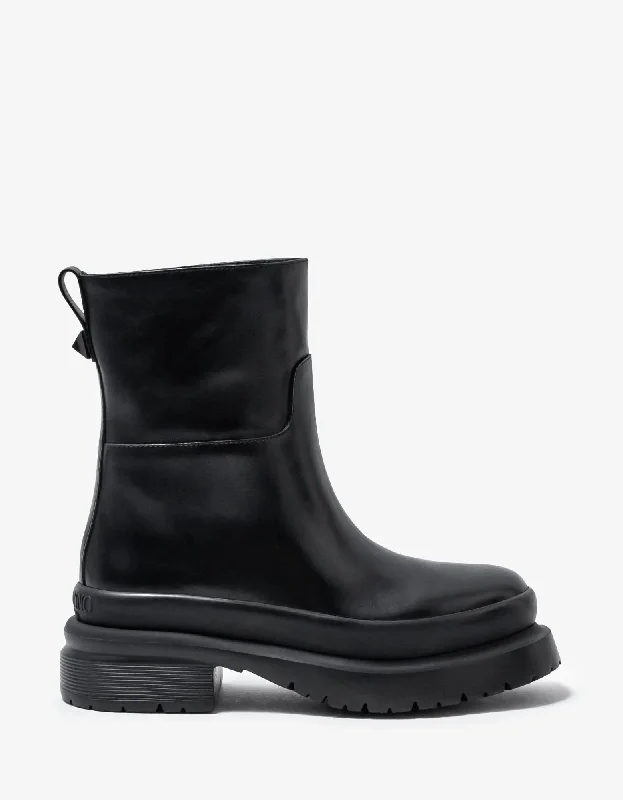 Valentino Garavani Black Roman Stud Leather Chelsea Boots