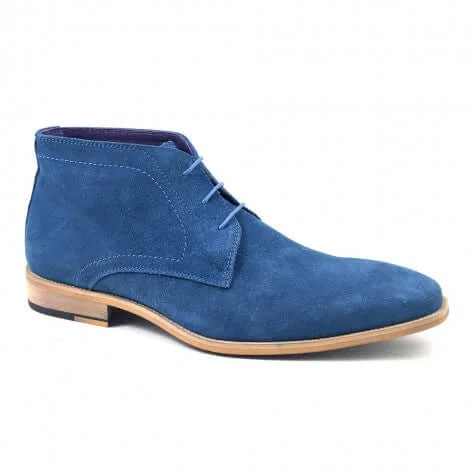 Handmade Men blue Suede casual Chukka Half Ankle boots