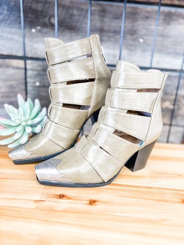 Dakota Olive Bootie with Silver Metal Tip