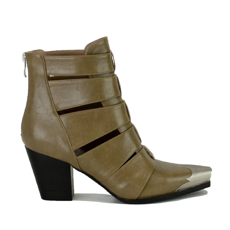 Dakota Olive Bootie with Silver Metal Tip